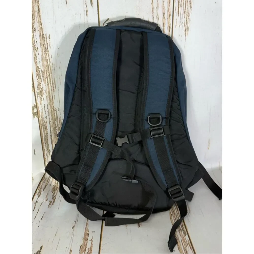 Eddie Bauer Black and Navy Travel Backpack Padded Straps. Good used condition!